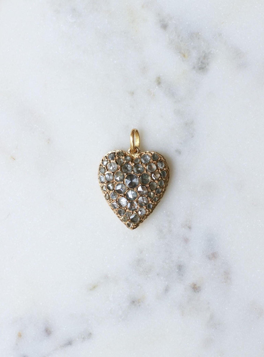 Antique Heart Diamond on Rose Gold Pendant - Galerie Pénélope