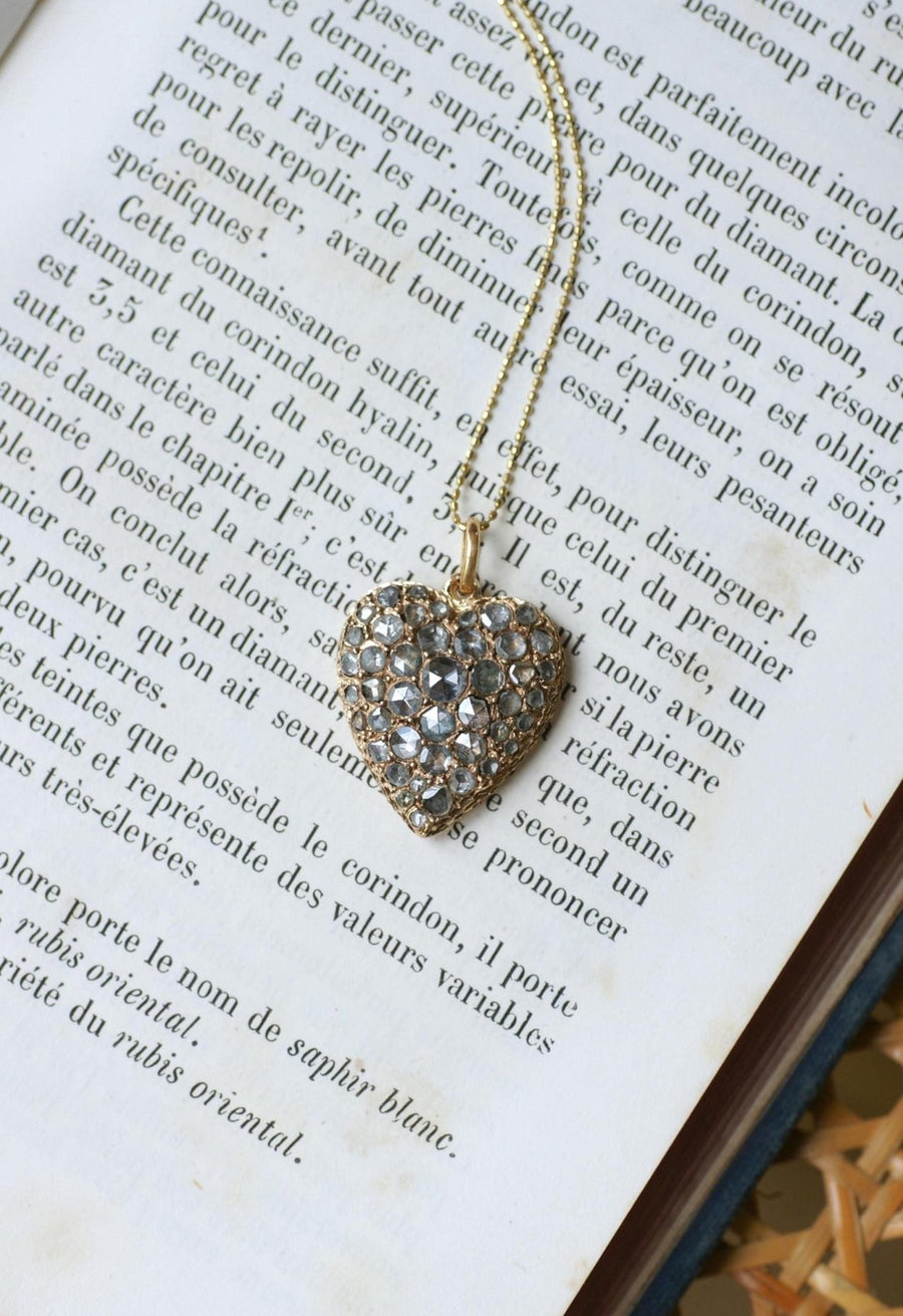 Antique Heart Diamond on Rose Gold Pendant - Galerie Pénélope