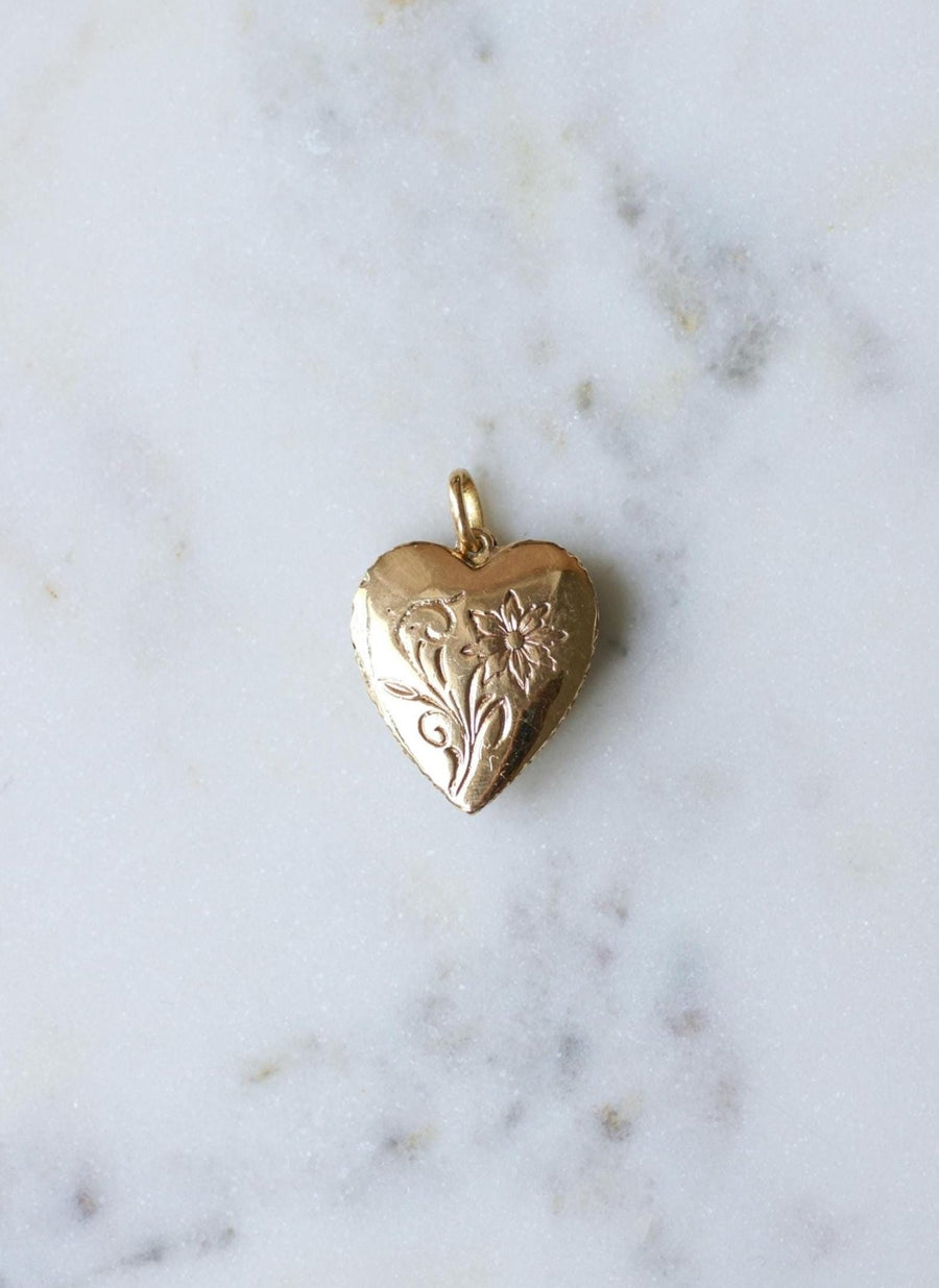 Antique Heart Diamond on Rose Gold Pendant - Galerie Pénélope