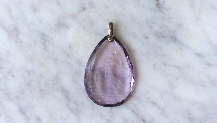 Antique Amethyst and Diamond Drop Pendant - Galerie Pénélope