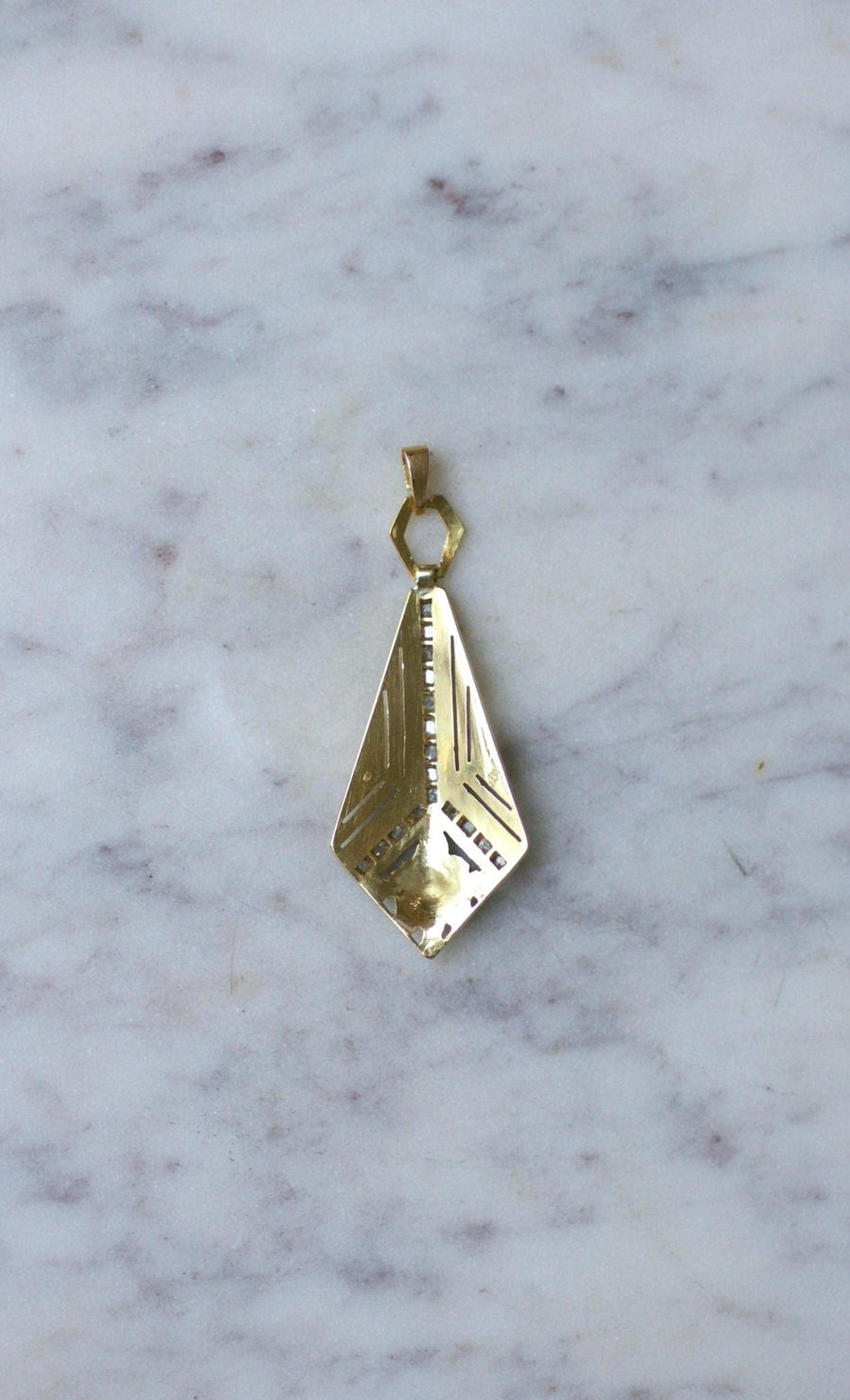 Yellow Gold and Platinum Art Deco Diamond Pendant - Galerie Pénélope