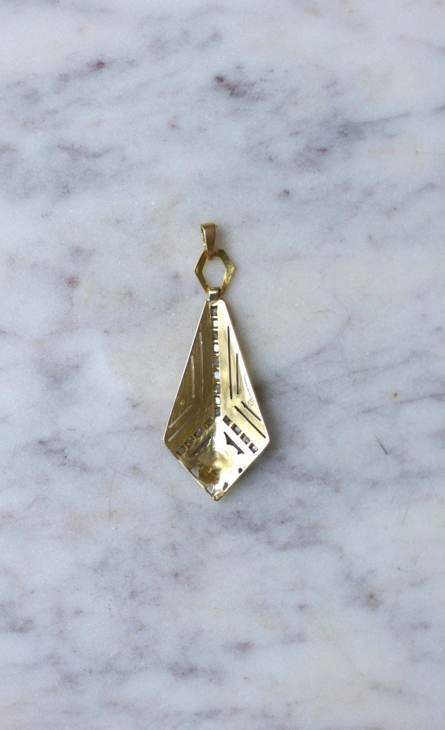 Yellow Gold and Platinum Art Deco Diamond Pendant - Galerie Pénélope