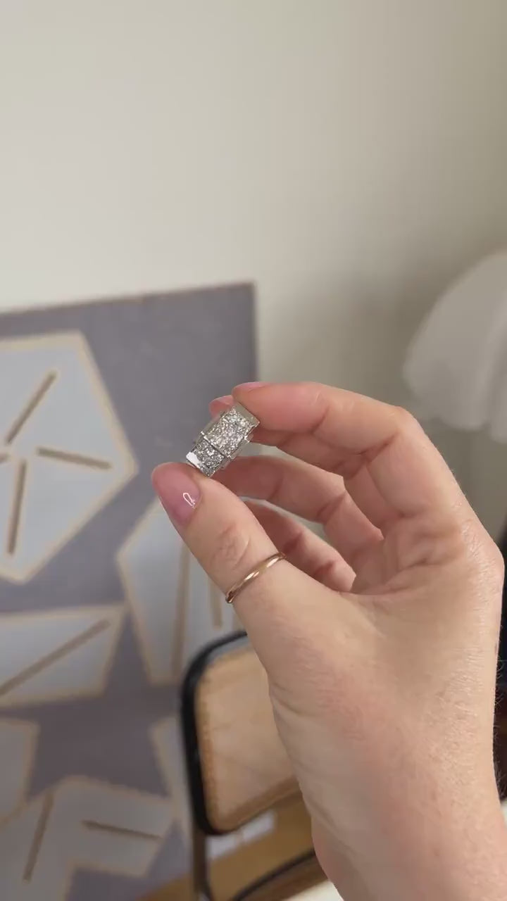 Art Deco Staircase Ring Diamonds on Platinum
