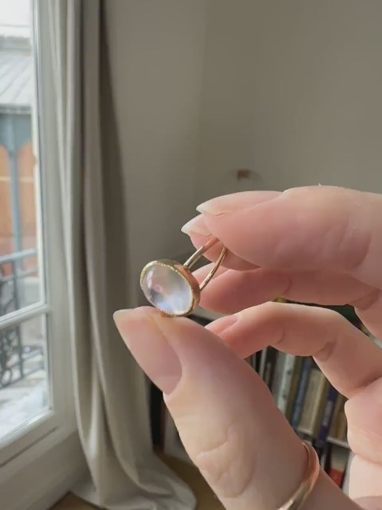 Antique moonstone ring on yellow gold