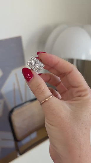 Rectangular Art Deco Diamond Ring 3.50 Cts