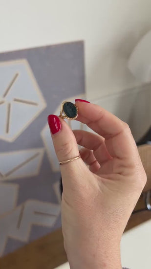 Antique Ring Blood Jasper Intaglio on Yellow Gold