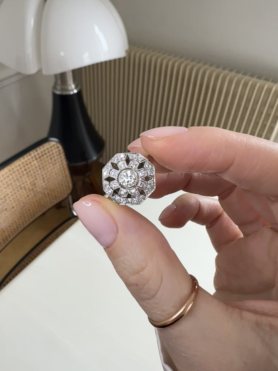 Octagonal Art Deco diamond ring