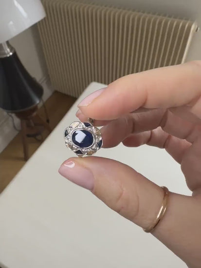 Sapphire and Diamond Art Deco Rosette Ring