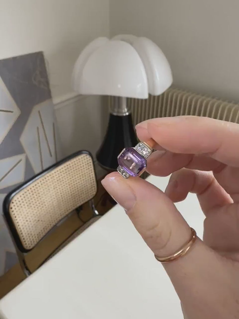 Art Deco amethyst and diamond ring