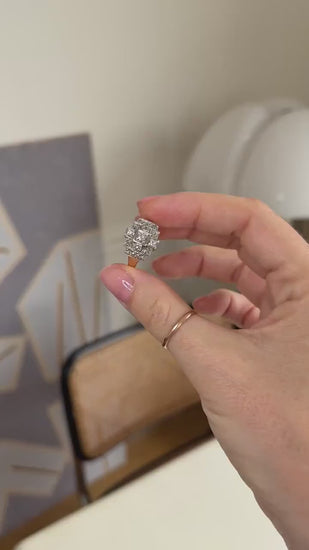 Art Deco Tank Escalier Diamonds rose gold and platinum ring