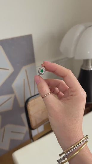 Art Deco Emerald and Diamonds on Platinum Ring