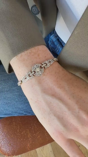 Art Deco bracelet Diamonds on Gold and Platinum