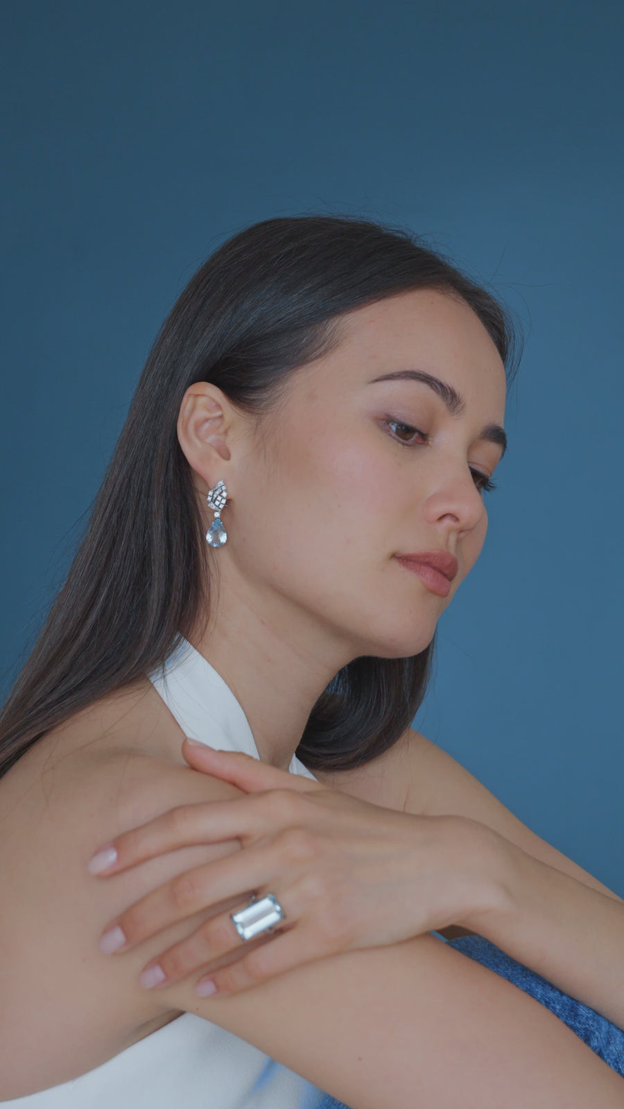 Aquamarine and Diamond Drop Earrings