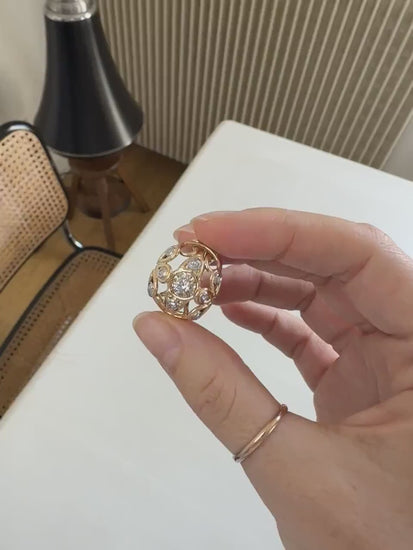 Boule Cocktail Fil Rose Gold and Diamonds Ring