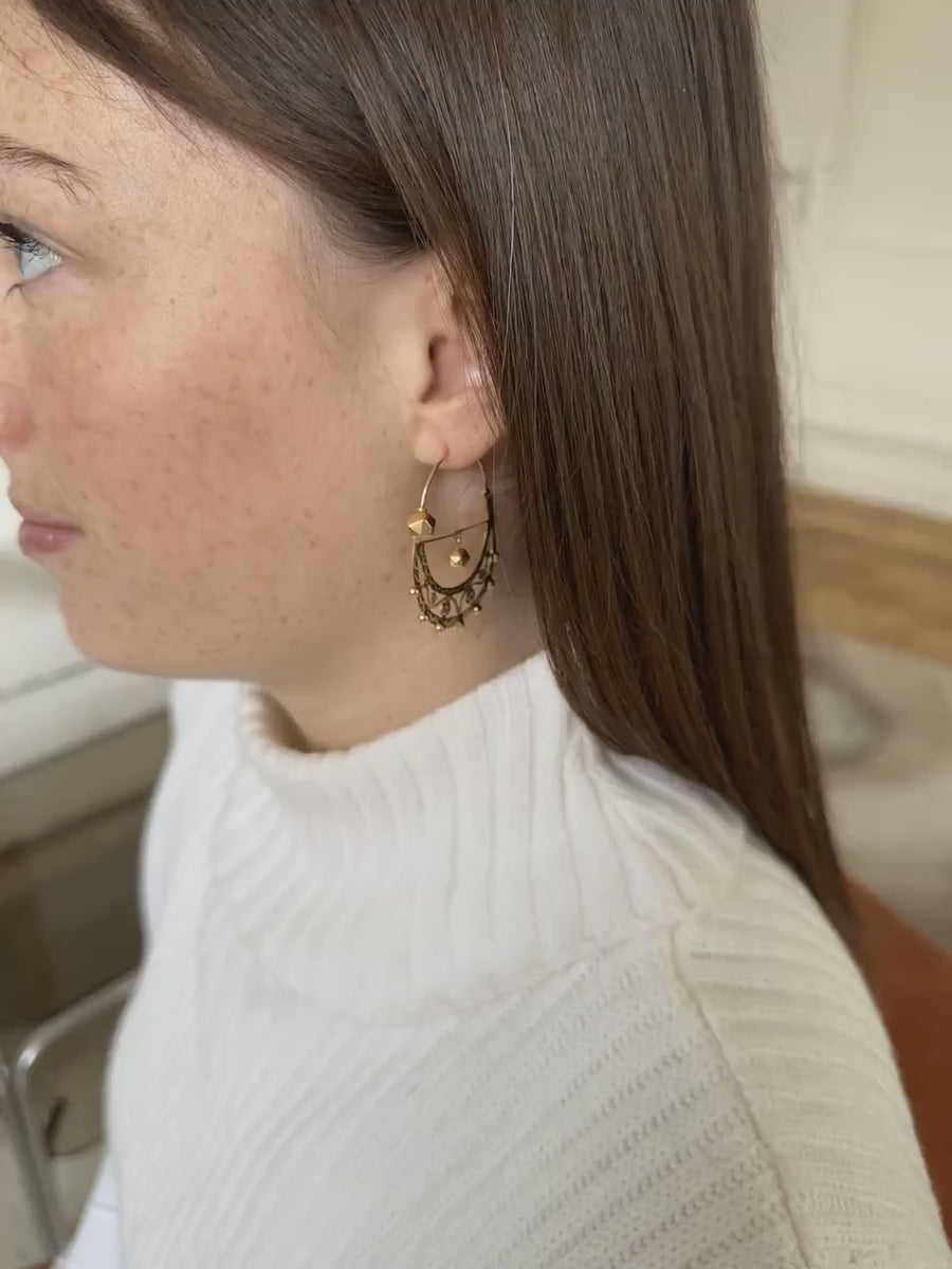 Savoyard creole earrings in yellow and white gold