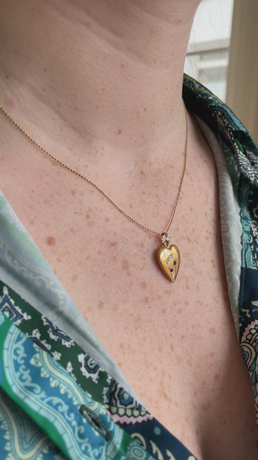 Heart and Cherry Pendant in Gold