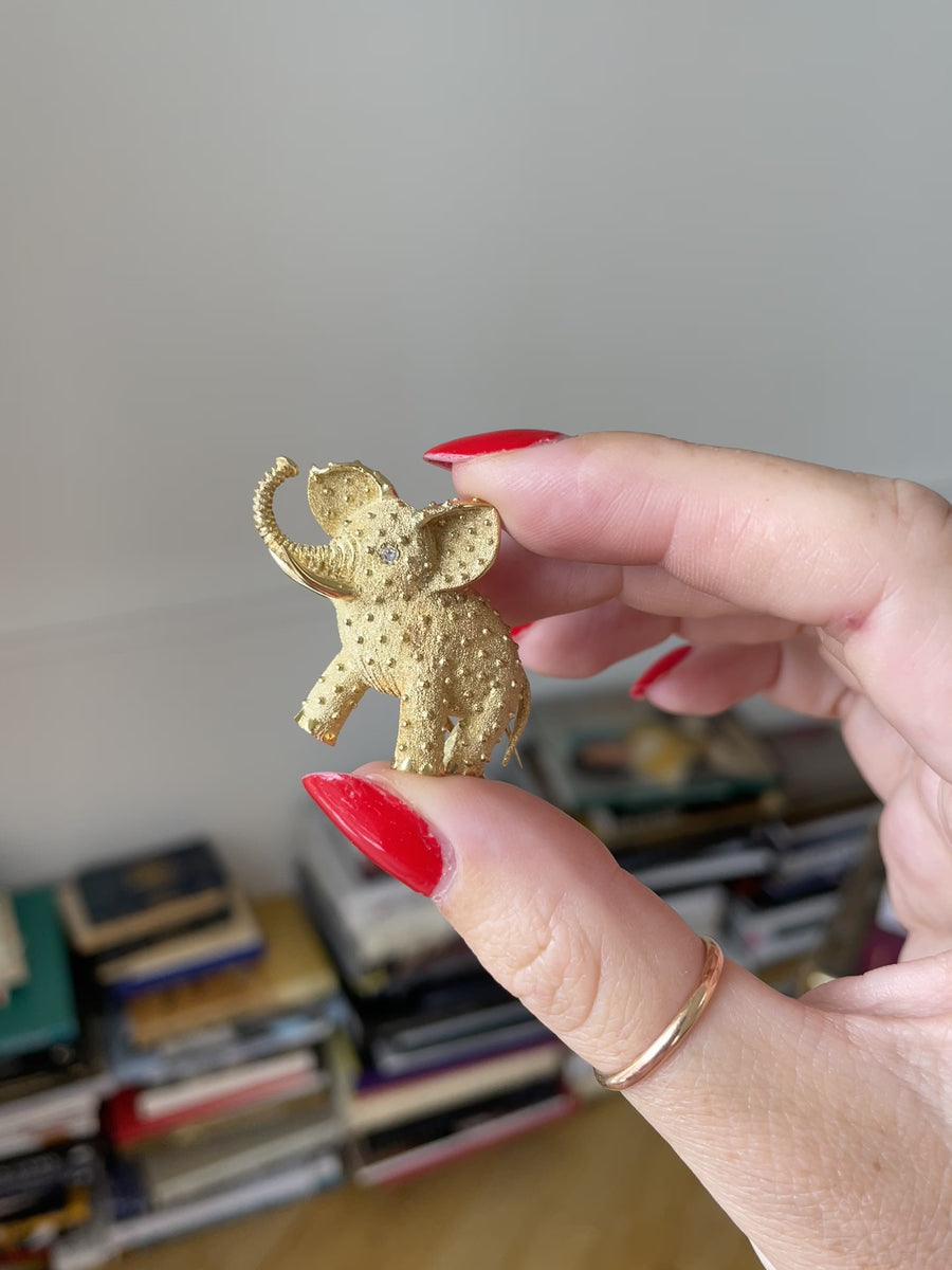 Vintage gold elephant brooch