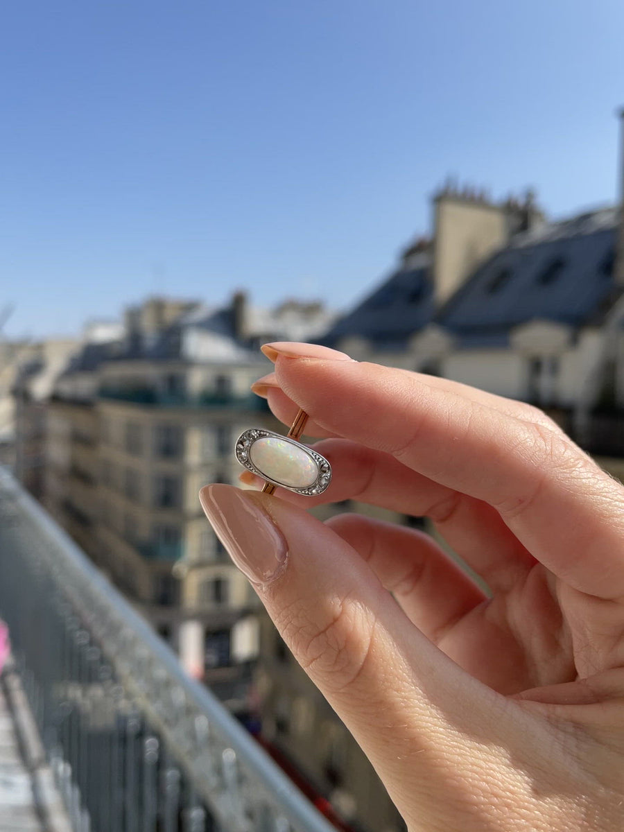 Opal ring with diamonds