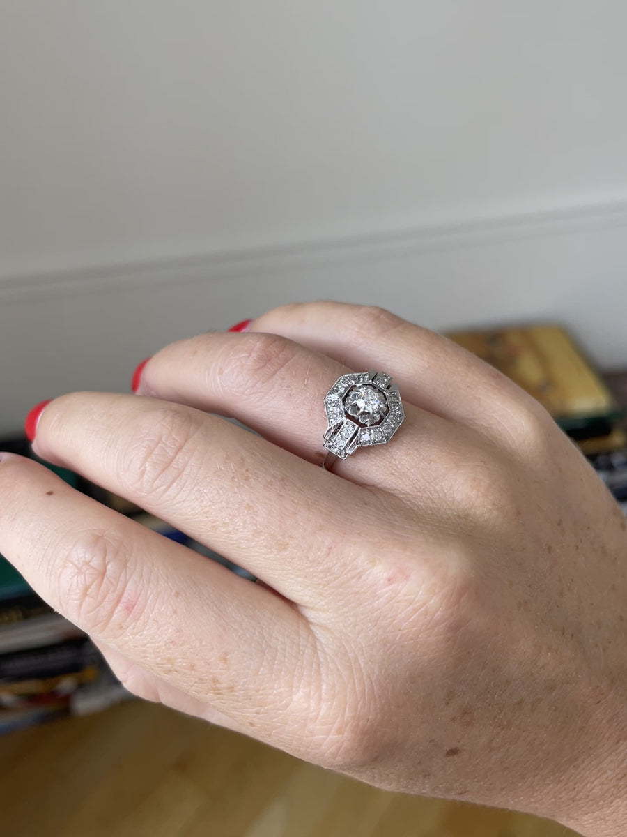 Art Deco Ring, Gold, Platinum and Diamonds