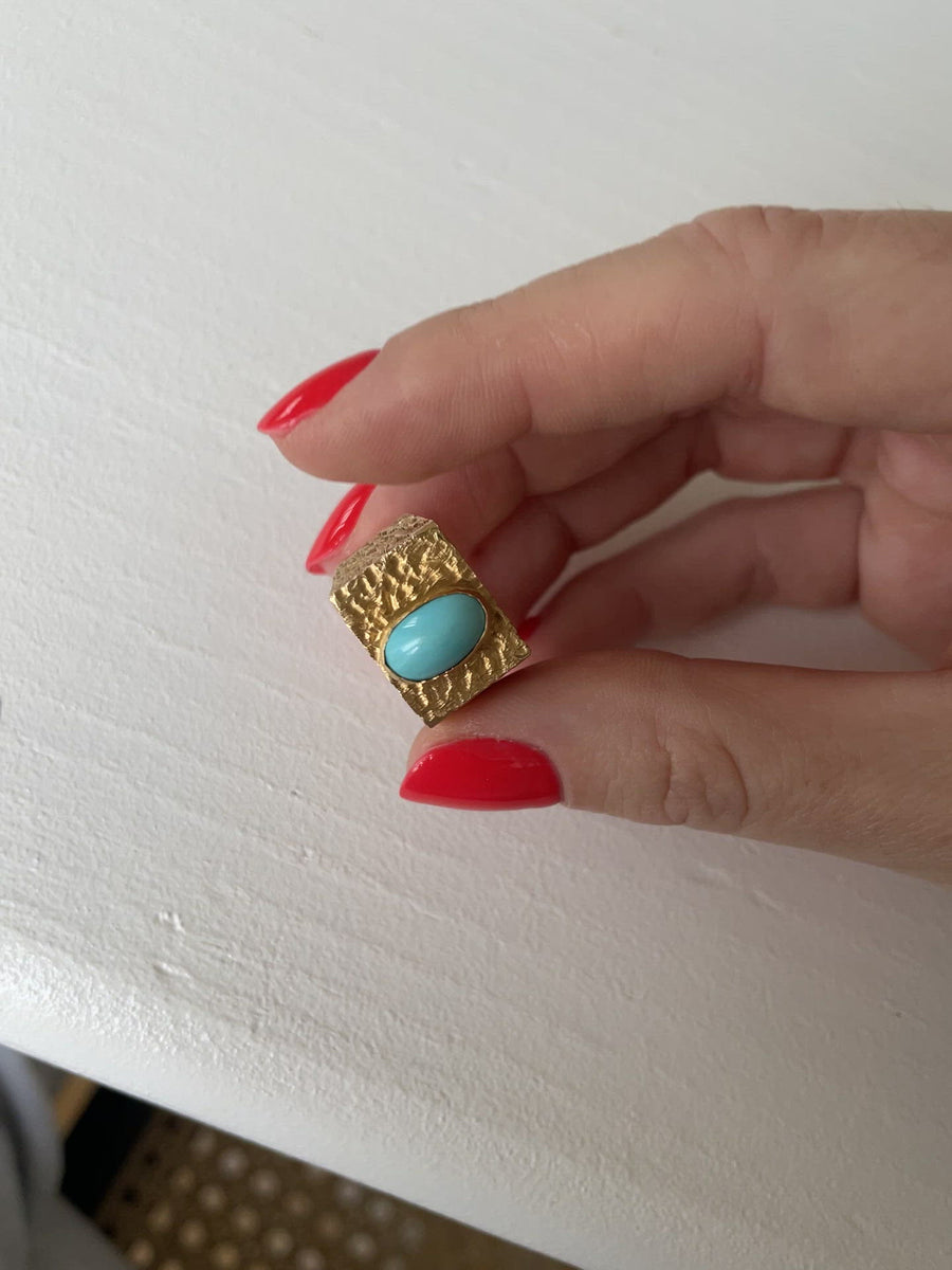 Gold and turquoise ring