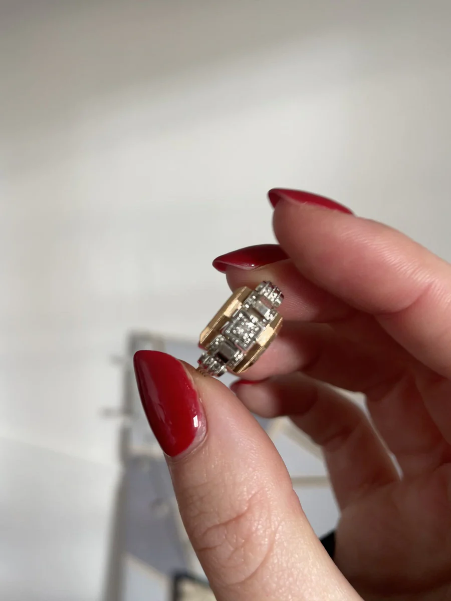 Art Deco three gold and diamond ring