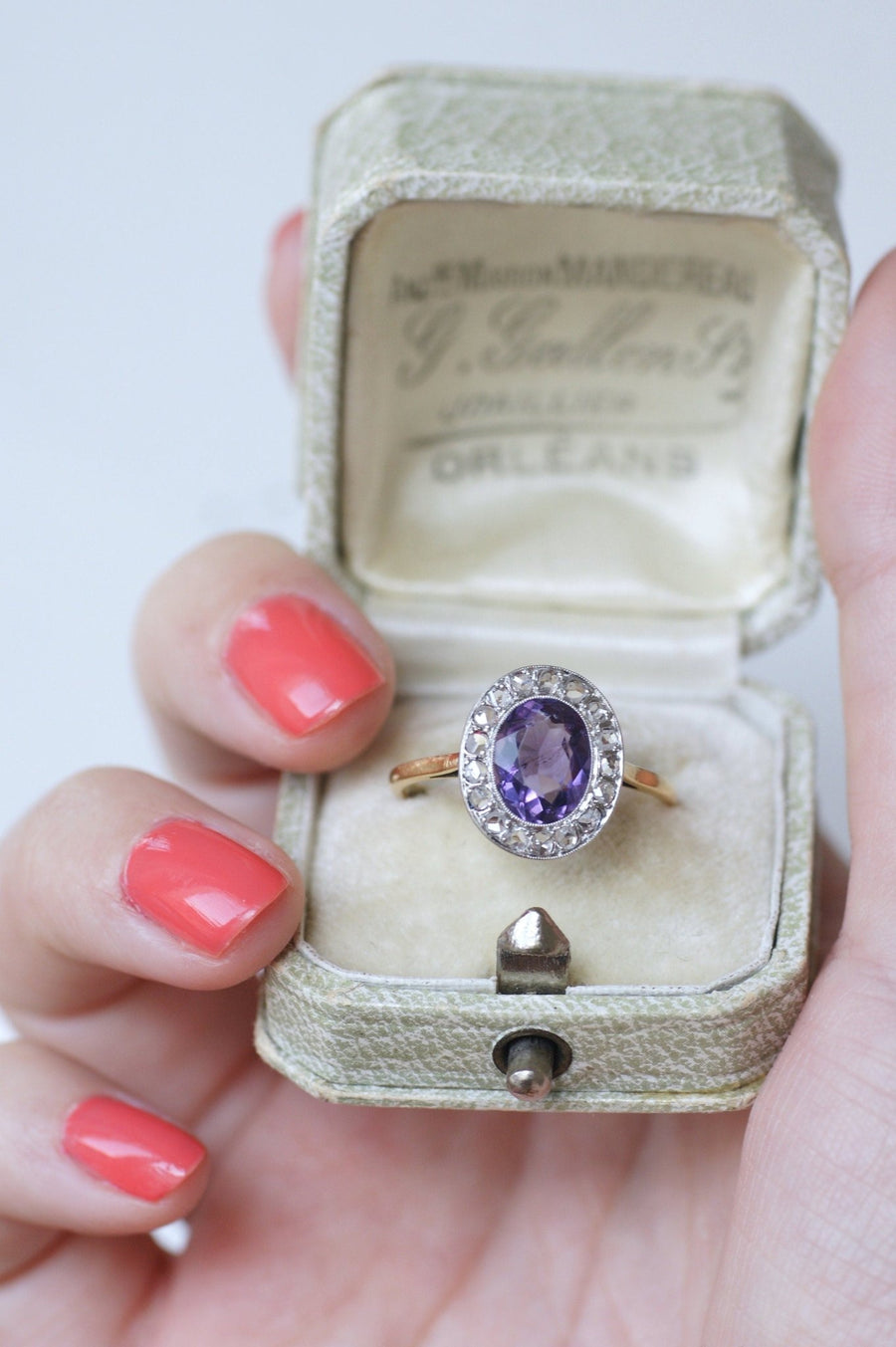 Amethyst ring with diamonds - Penelope Gallery