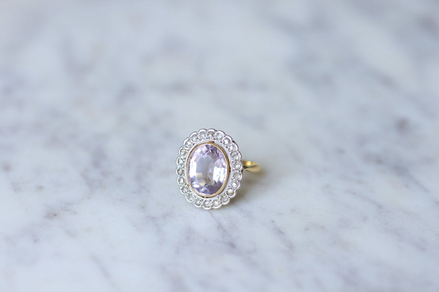 Antique amethyst ring with diamond setting - Penelope Gallery