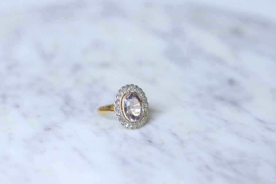 Antique amethyst ring with diamond setting - Penelope Gallery