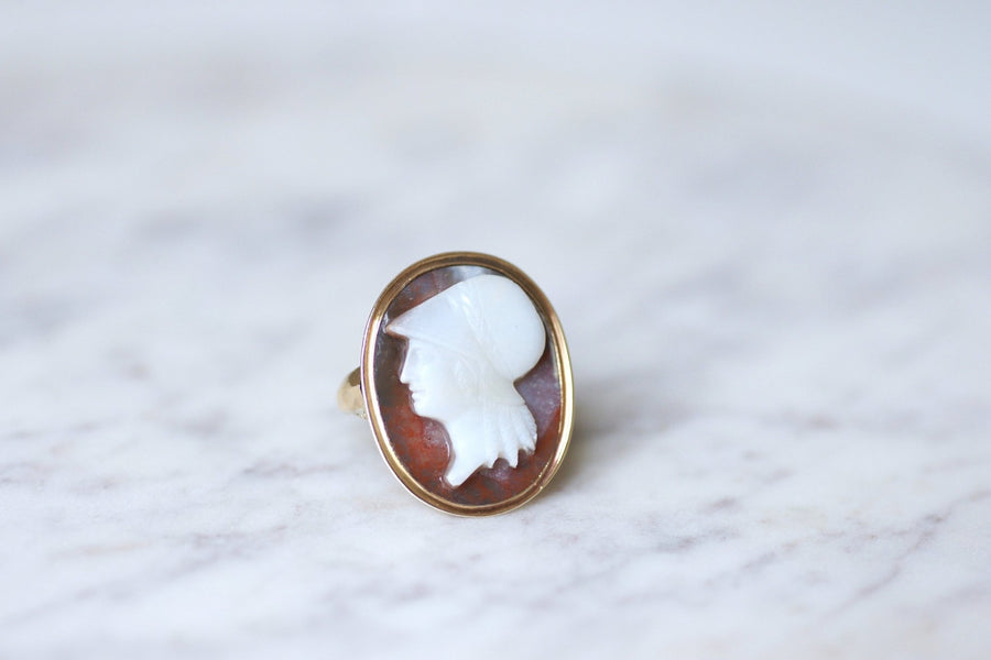 Antique cameo agate ring, profile Athena - Penelope Gallery