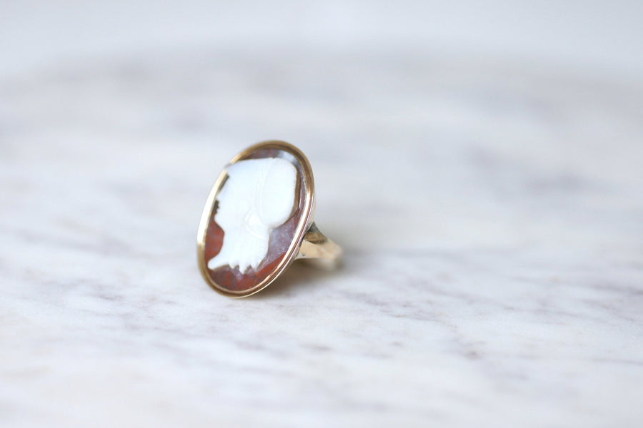 Antique cameo agate ring, profile Athena - Penelope Gallery