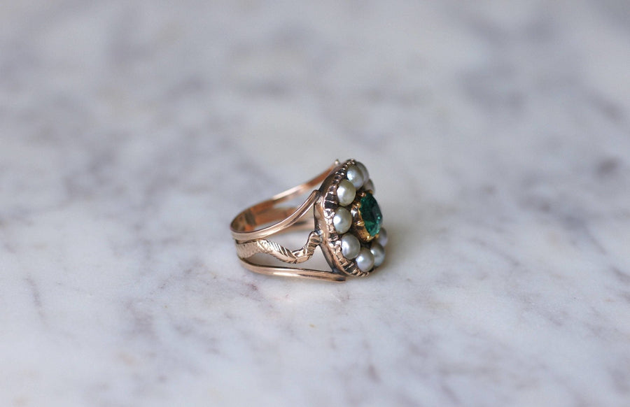 Antique emerald ring with pearls - Penelope Gallery