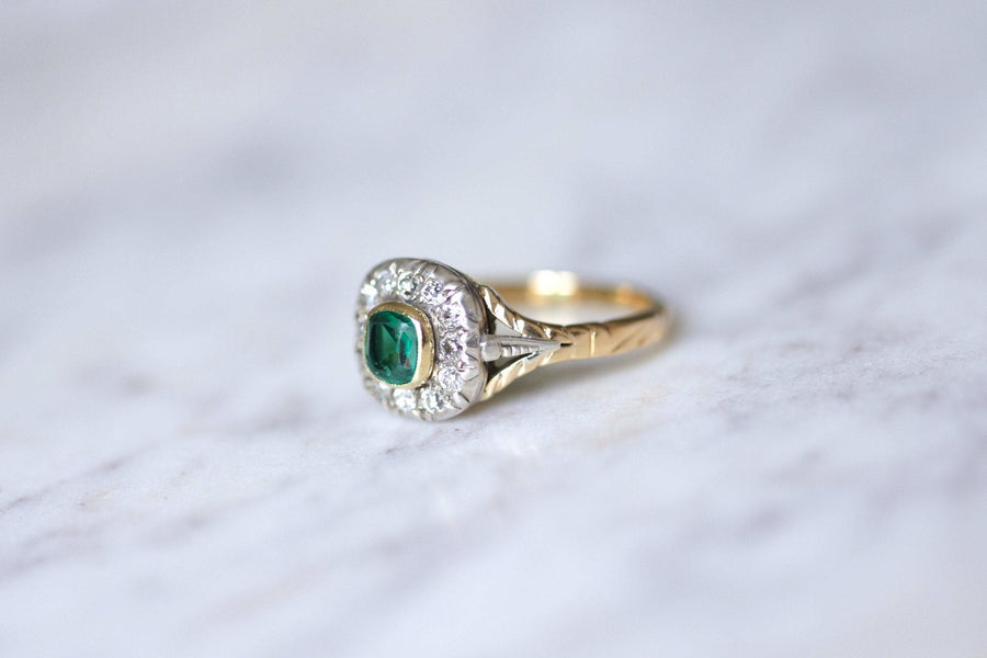 Antique emerald ring with diamonds - Penelope Gallery