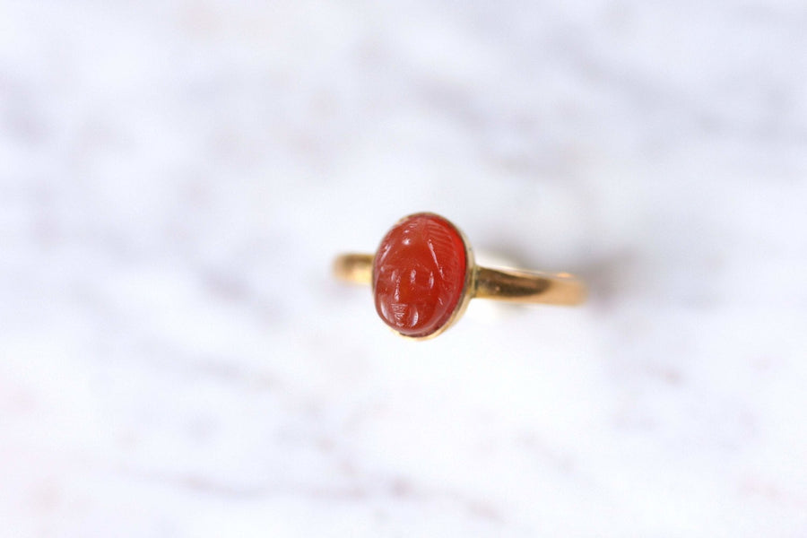 Antique yellow gold and carnelian cameo ring - Galerie Pénélope
