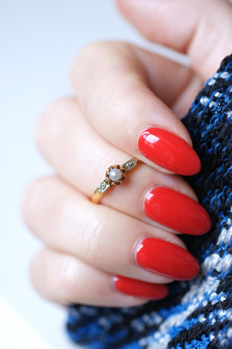 Antique yellow gold, fine pearl and diamonds ring - Galerie Pénélope