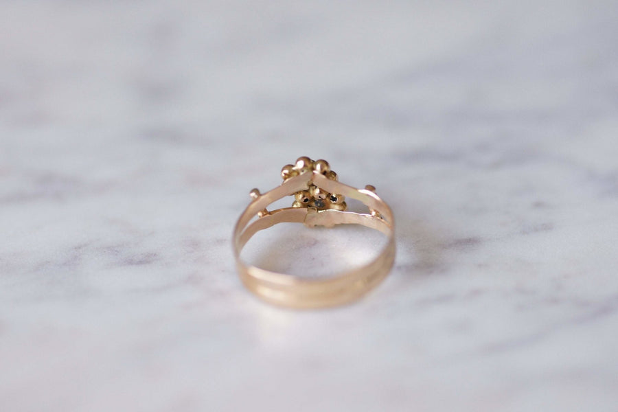 Antique flowers and balls ring in 18Kt gold - Galerie Pénélope