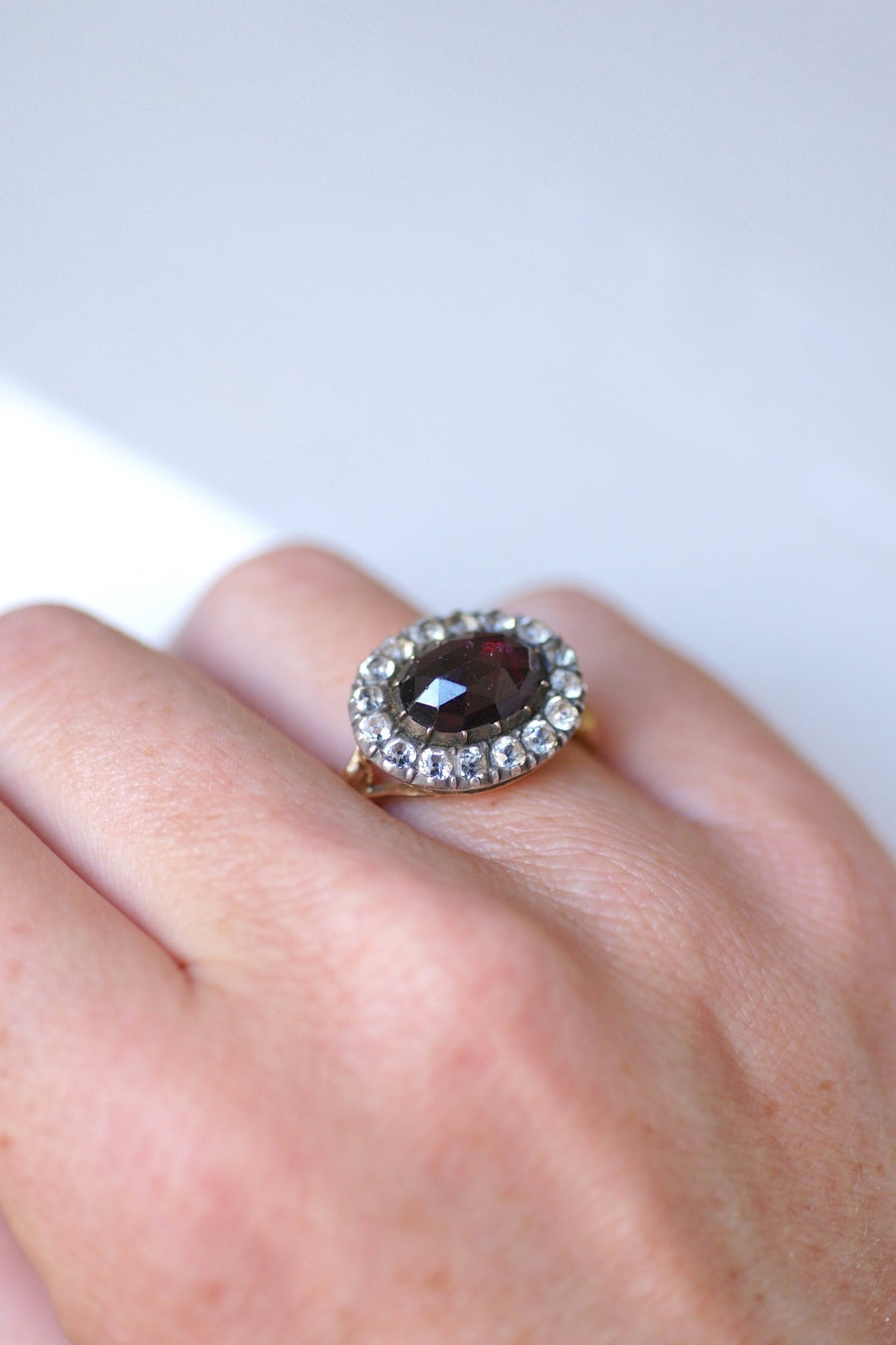 Antique garnet ring with Rhinestones - Penelope Gallery