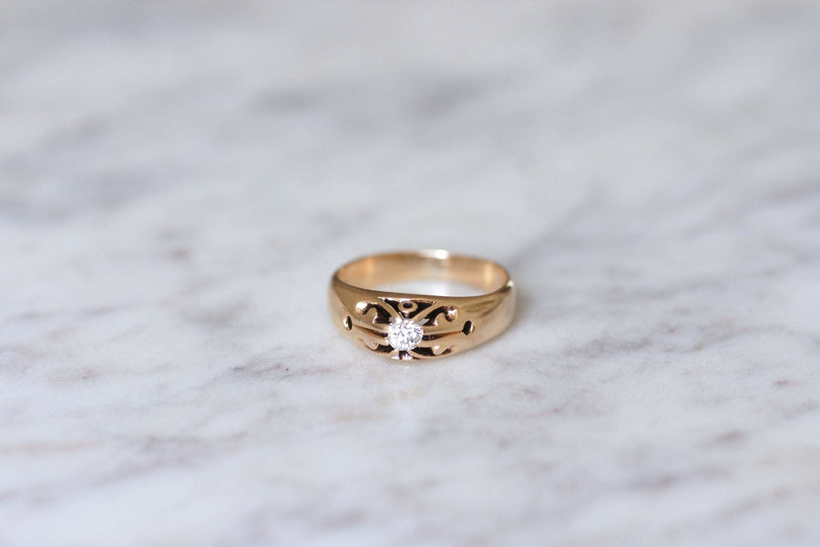 Antique pink gold and diamond ring - Penelope Gallery