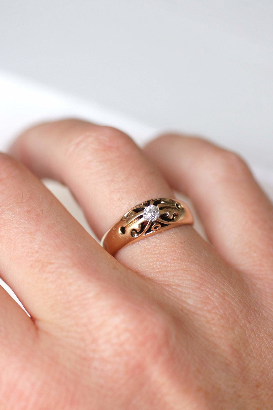 Antique pink gold and diamond ring - Penelope Gallery