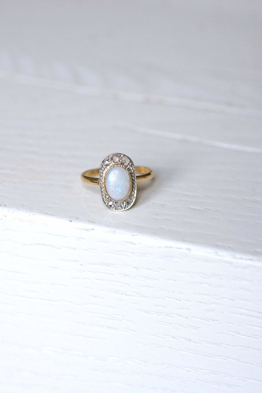 Antique opal ring surrounded by diamonds - Penelope Gallery