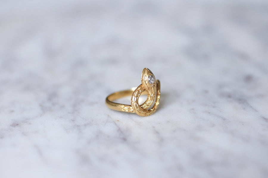 Antique gold and diamond snake ring - Penelope Gallery