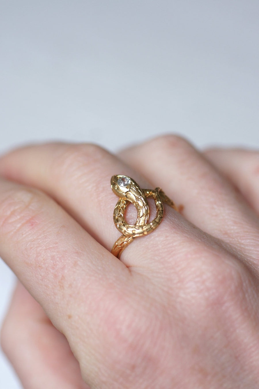 Antique gold and diamond snake ring - Penelope Gallery