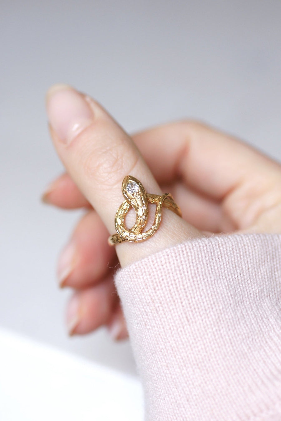Antique gold and diamond snake ring - Penelope Gallery