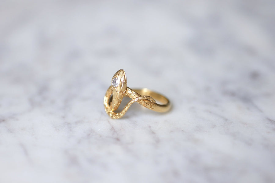 Antique gold and diamond snake ring - Penelope Gallery