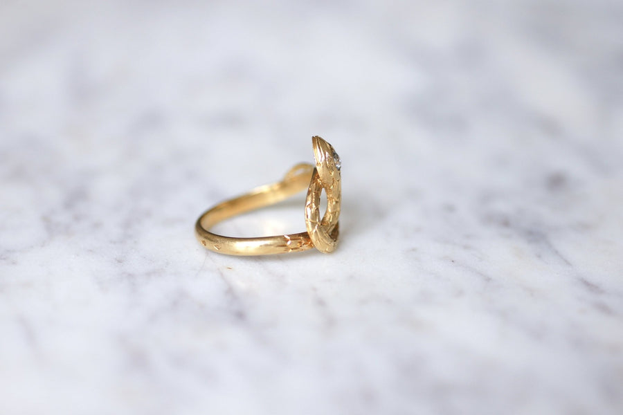 Antique gold and diamond snake ring - Penelope Gallery
