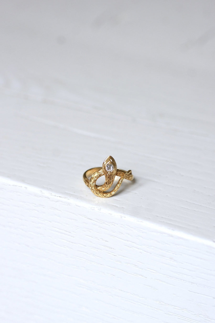 Antique gold and diamond snake ring - Penelope Gallery