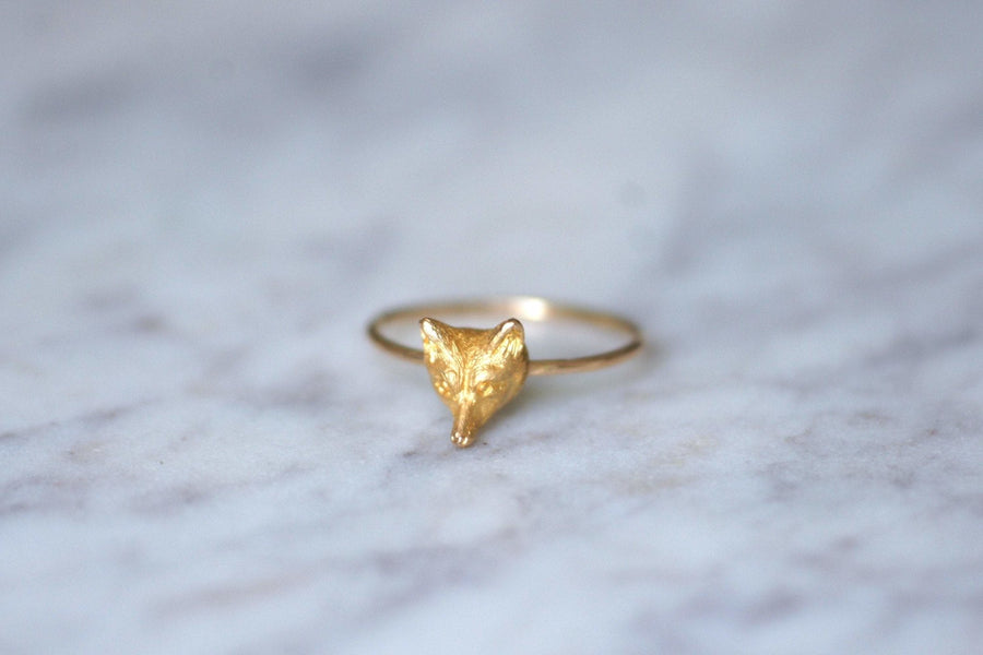 Antique gold fox head ring - Penelope Gallery