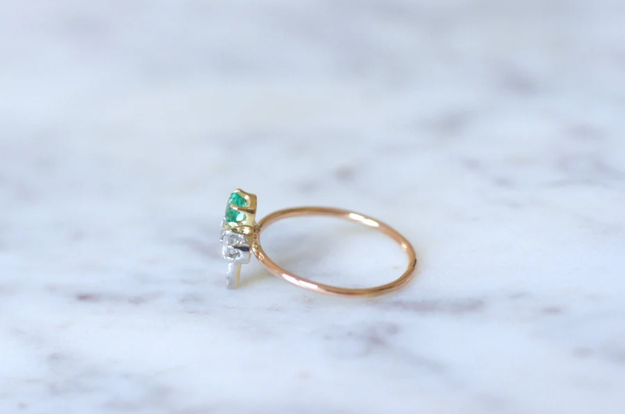Antique diamond and emerald clover ring - Penelope Gallery