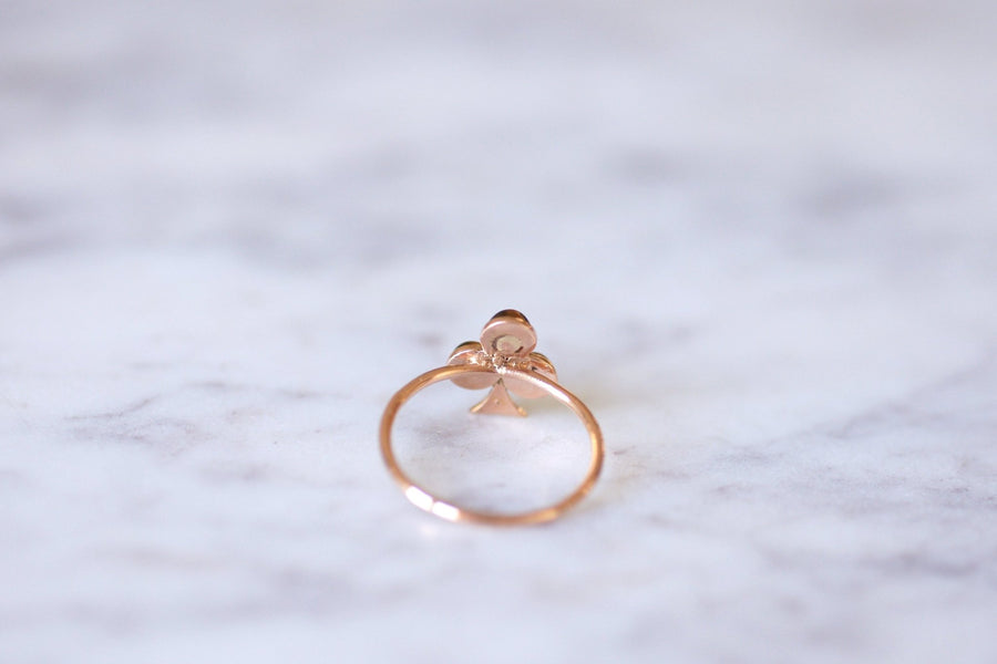 Antique rose gold clover, tiger eye quartz ring - Galerie Pénélope