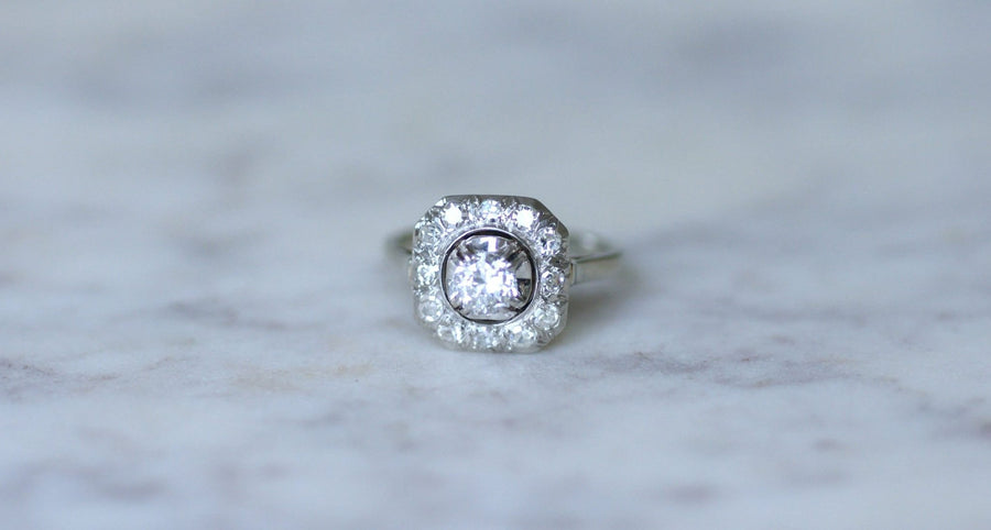 Square Art Deco diamond ring - Galerie Pénélope