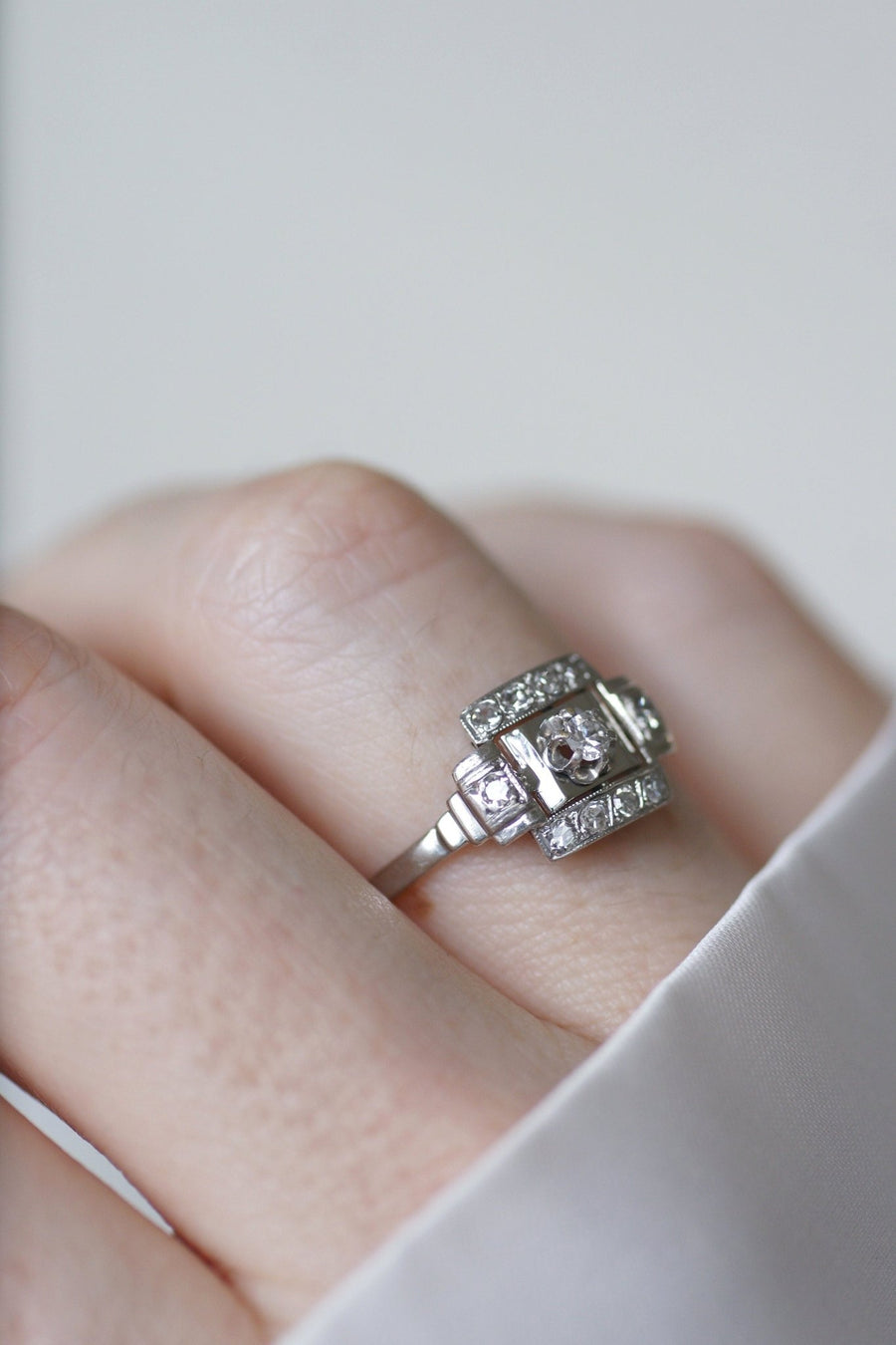 Square Art Deco diamond ring - Galerie Pénélope